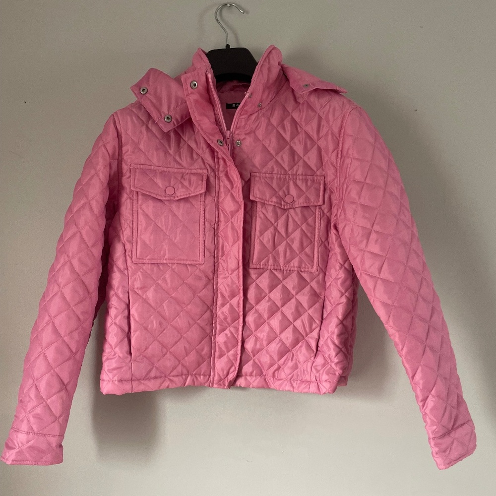 Baccini quilted pink Light Hooded Jacket Size Small NWT